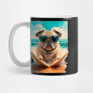 Pug on the beach Surf Mug